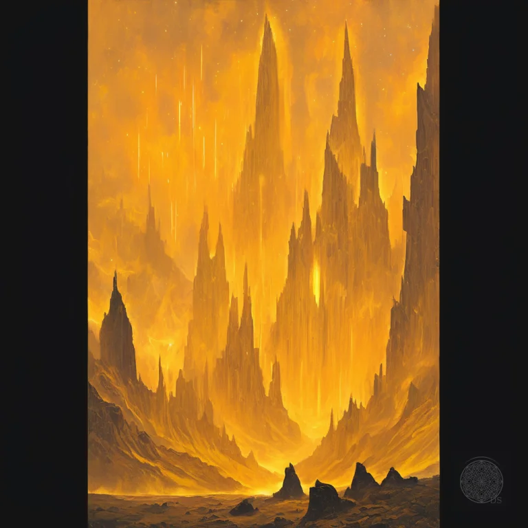 Grim Atmospheric Dark Fantasy Highlands, Towering Monolithic...