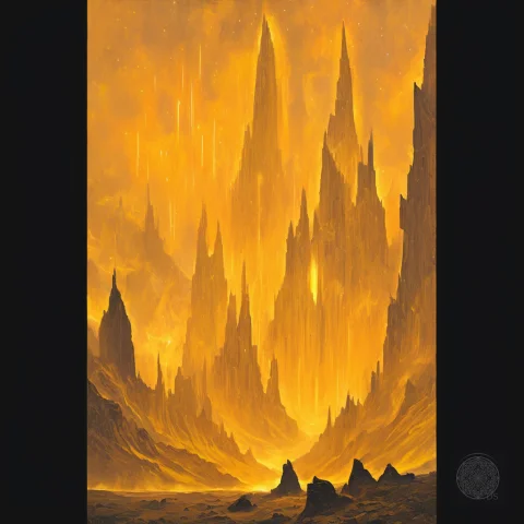 Grim Atmospheric Dark Fantasy Highlands, Towering Monolithic... — SDXL AI Prompt: grim atmospheric dark fantasy highlands, towering monolithic basalt spires carve...