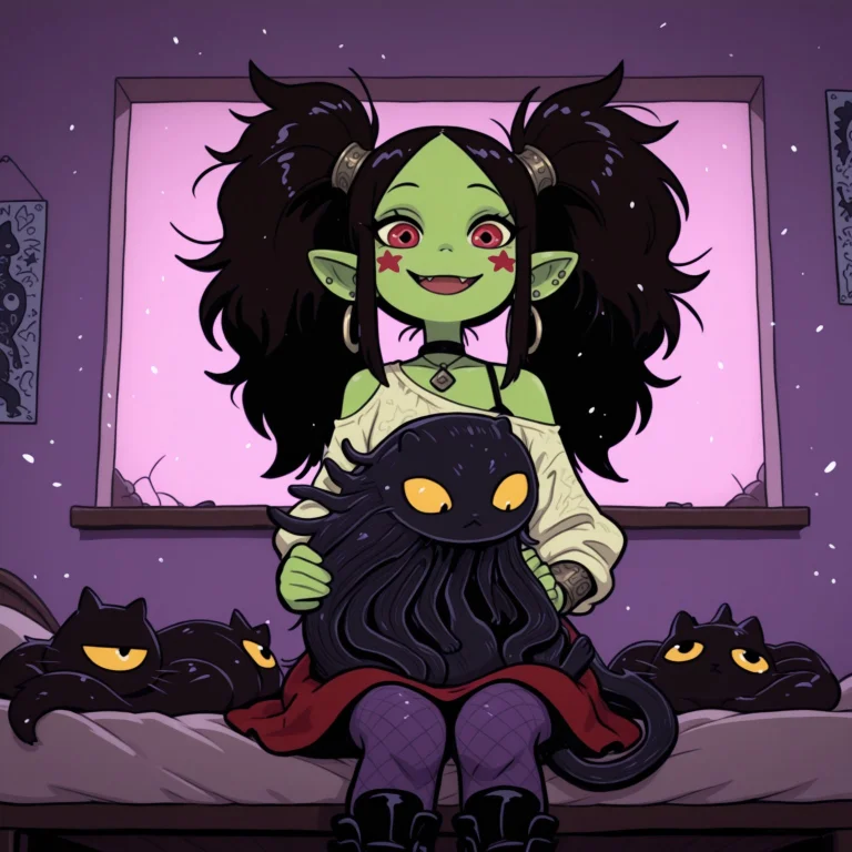 The Demon Girl Trys To Comfort The Creatur But Its Sticker B...