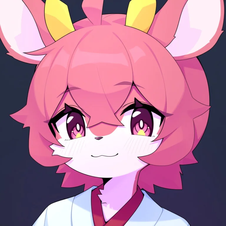 Devvoxy Best Quality, Deerling, Pink Hair, Short Hair, Messy...