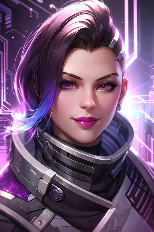 Sombra, Hologram, Hacker Room, Cyberpunk, Smug Smile, Lipsti...