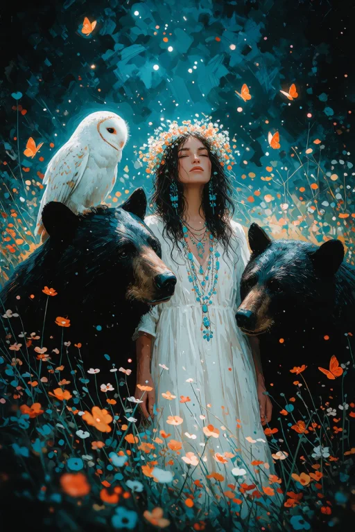Zidiusart, A Vibrant, Painterly Fantasy Illustration Of A Wo...