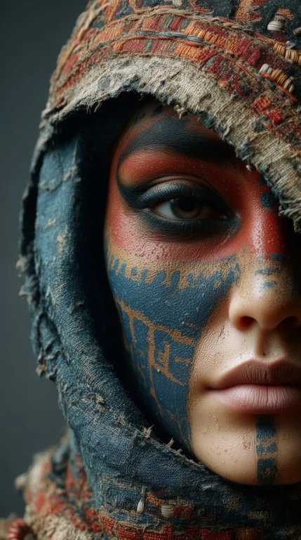 An Egyptian Woman With A Painted Face In The Style Of Ancien...