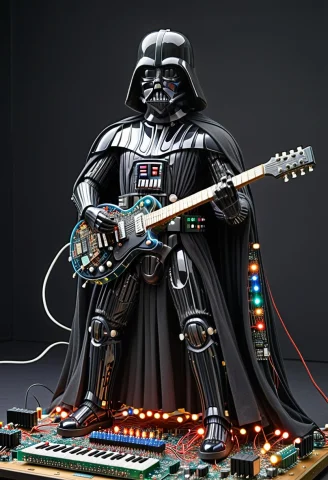 Made Of Transistors, Statue Of Darth Vader, Sunglasses, Play... — SDXL AI Prompt: Made of Transistors, (statue of Darth Vader), sunglasses, playing electric guita...