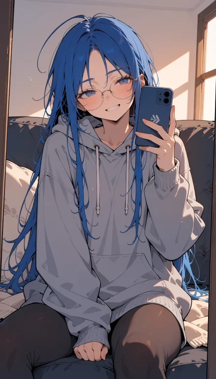 Amia, Casual Selfie Taken At Home On Couch, Slightly Messy L...