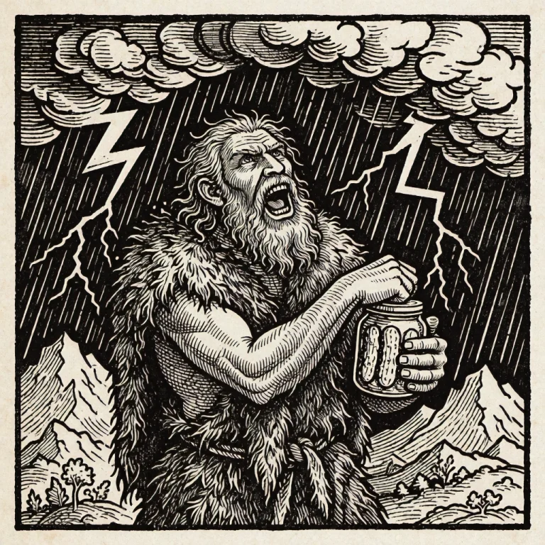 A Striking Medieval Woodcut Print Depicting A Burly, 40-year...
