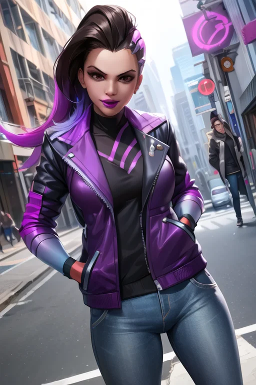 Sombra, Jacket, Jeans, Hands In Pockets, Lipstick, City Stre...