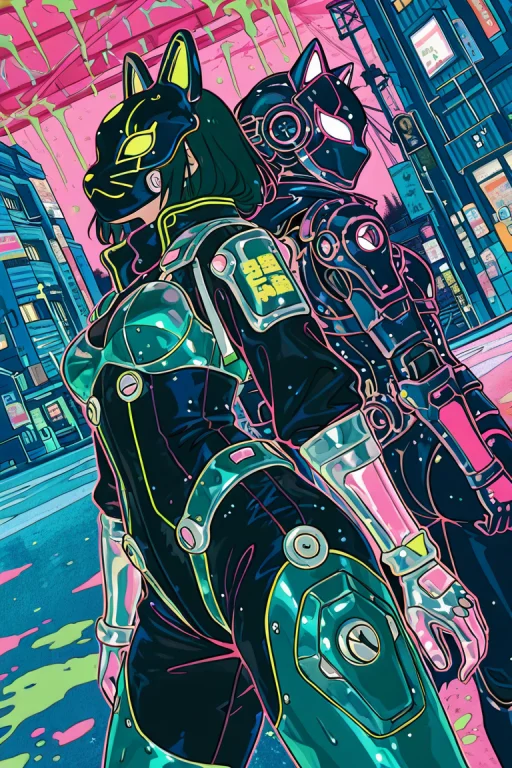 Masterpiece, Best Quality,2girls,covered Face,armor Suit,mec...