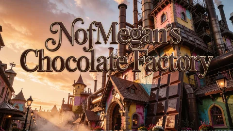 Cinematic Wide Establishing Shot Of A Fantastical Chocolate... — Stable Diffusion AI Prompt: Cinematic wide establishing shot of a fantastical chocolate factory exterior at...