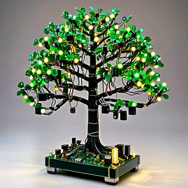 Transistors, A Miniature Bonsai Tree Rebuilt From Dark Green...