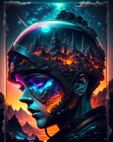 Post Apocalypse World Layered Transparency Of Human Head Ins... — Stable Diffusion AI Prompt: post apocalypse world layered transparency of human head inside with buterflyes...