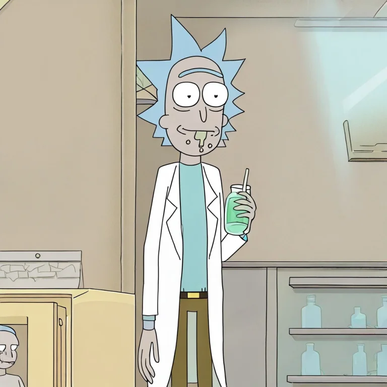 Rick Sanchez,1boy,solo,blue Hair,short Hair,black Eyes,white...
