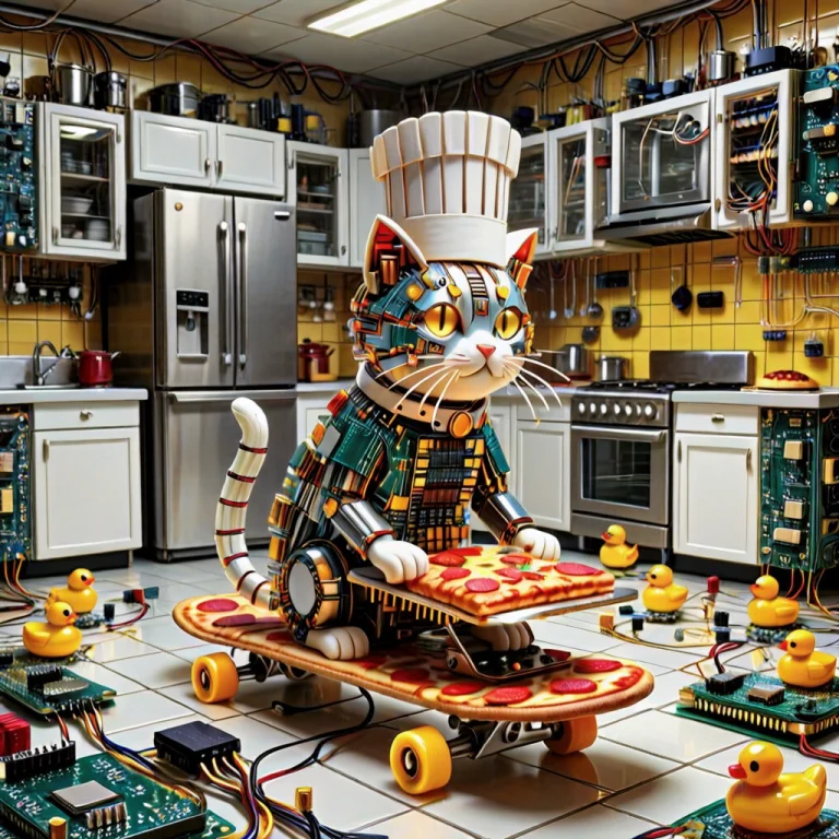 Transistors Style Cat, Feline Body Constructed Of Layered Co...