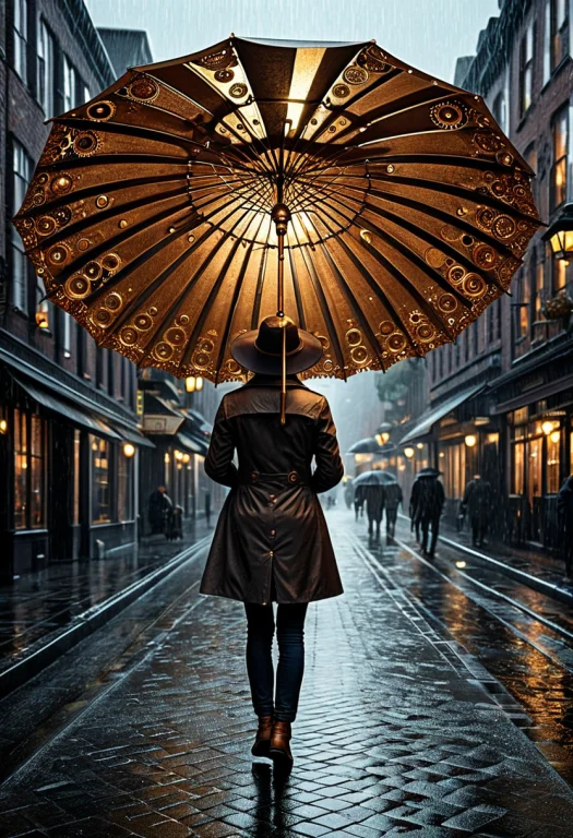 Photorealistic, Open Umbrella Assembled From Radial Interloc...