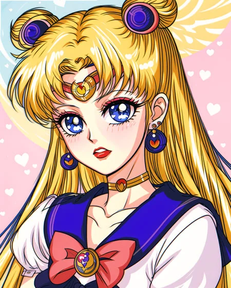 1990s Style, Sailor Moon1.3, 1girl, Bangs, Blonde Hair, Blue...