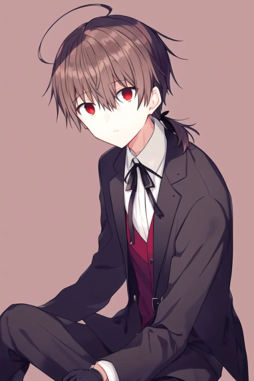 Lawrence,1boy,ahoge,bangs,black Jacket,black Pants,black Rib...