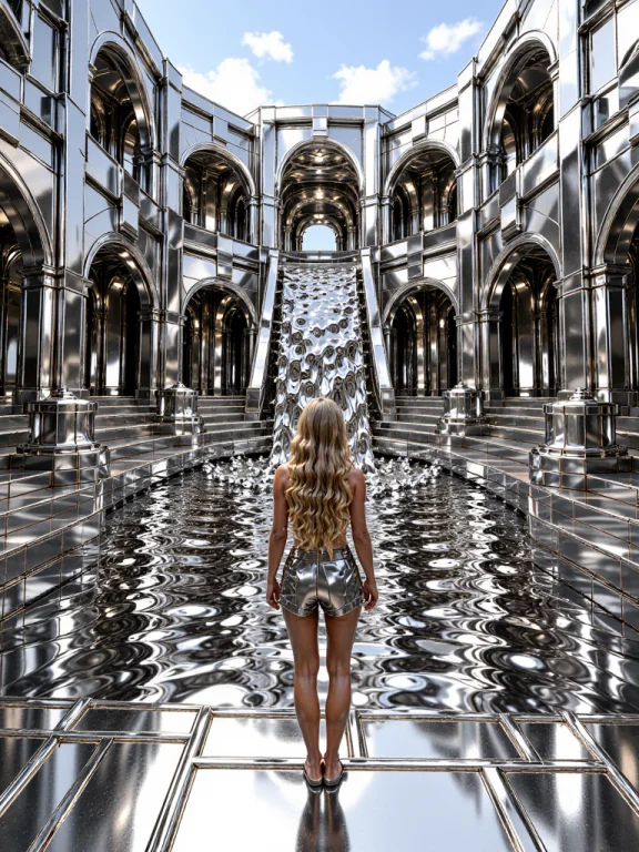Hmc, Hidden Metal Courtyard, Front View Of A Blonde Long Wav...