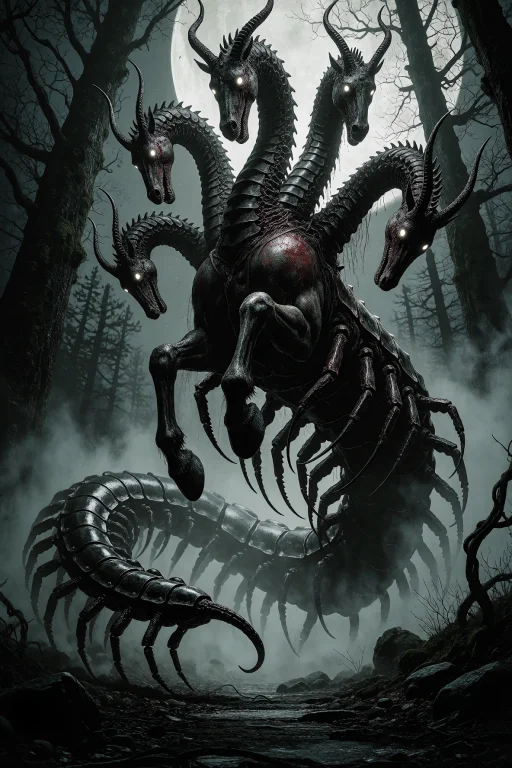 A Gigantic Nightmare Creature Combining A Powerful Horse, A...