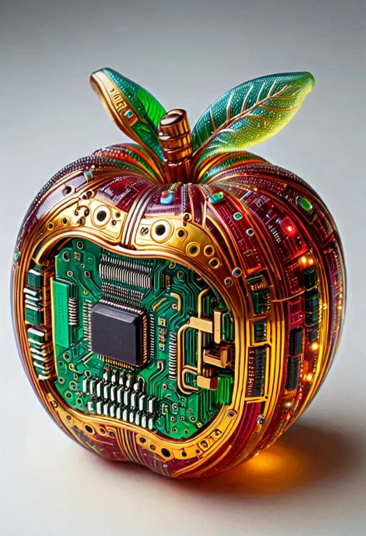 Gummymorph Apple, Made Out Of Transistors, Led, Wires, Clock...