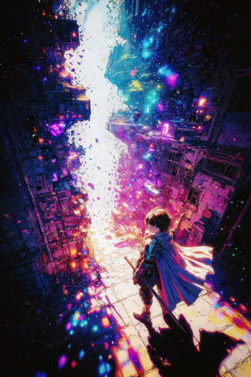 A Dynamic Anime-style Digital Illustration In Clean, Express...
