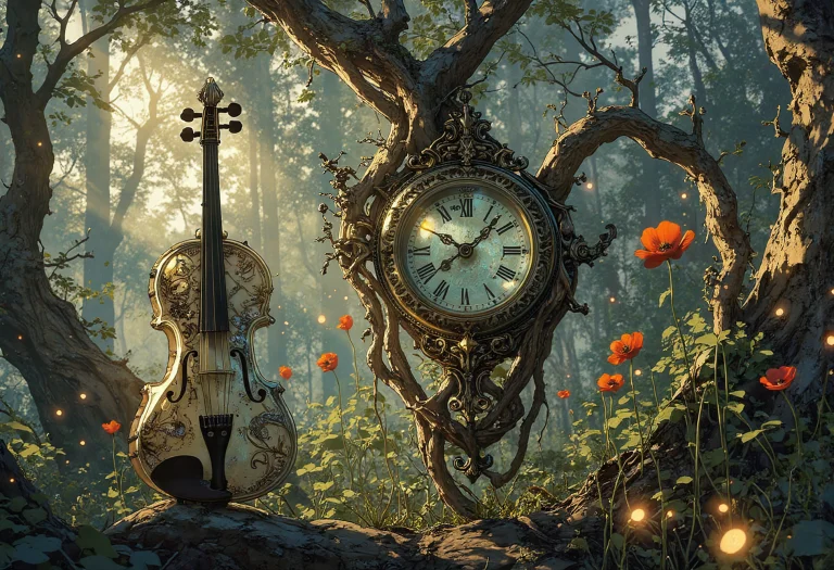 Anime Art, A Whimsical And Magical Still-life Scene Set In A...