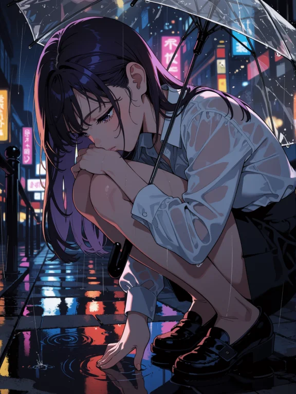 Masterpiece, Best Quality, 1girl, Solo, Long Purple Hair, Wh...