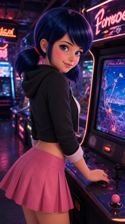 Qmar, Full-body View, Standing Beside An Arcade Machine, Wea...