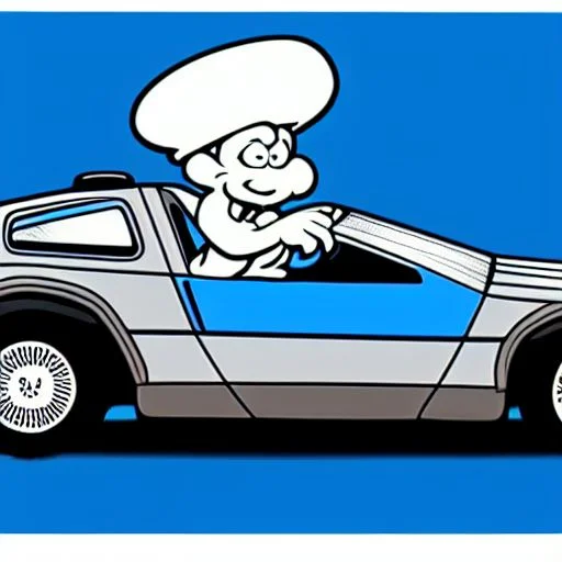 Delorean,   Smurf-style   Cartoon