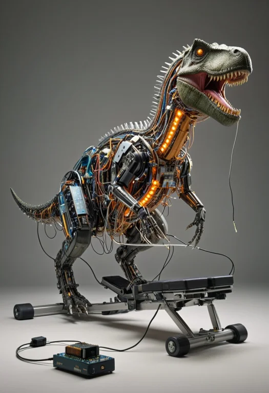 Transistors, A Massive T-rex Dinosaur Struggling To Use A Co...