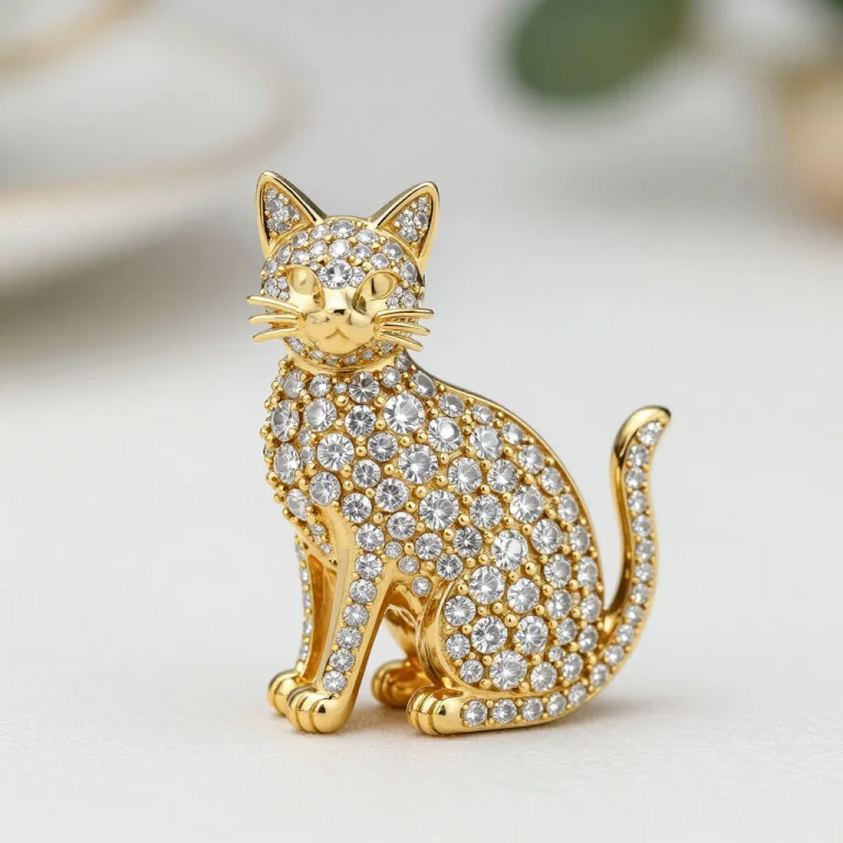 A Gold And Diamond Piece Of Jewelry The Piece Is Shaped Like...