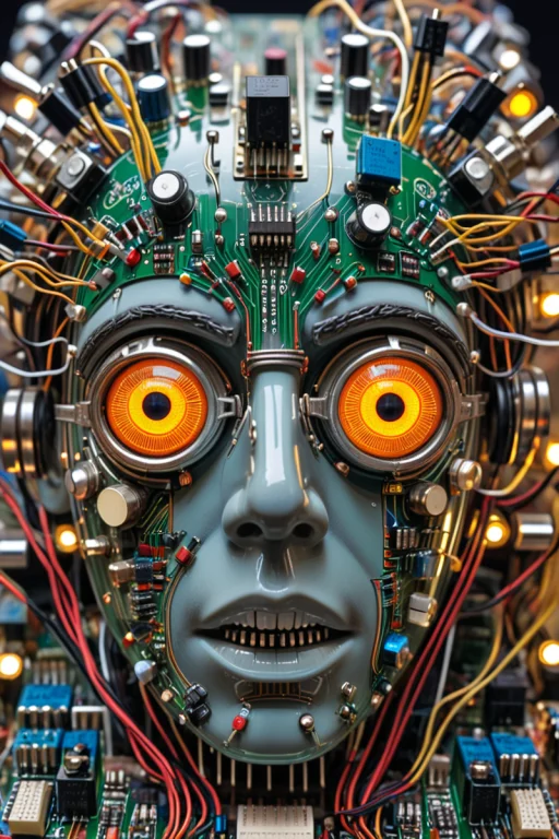 Close-up Portrait Of A Train With Crazy Eyes. . Transistors....