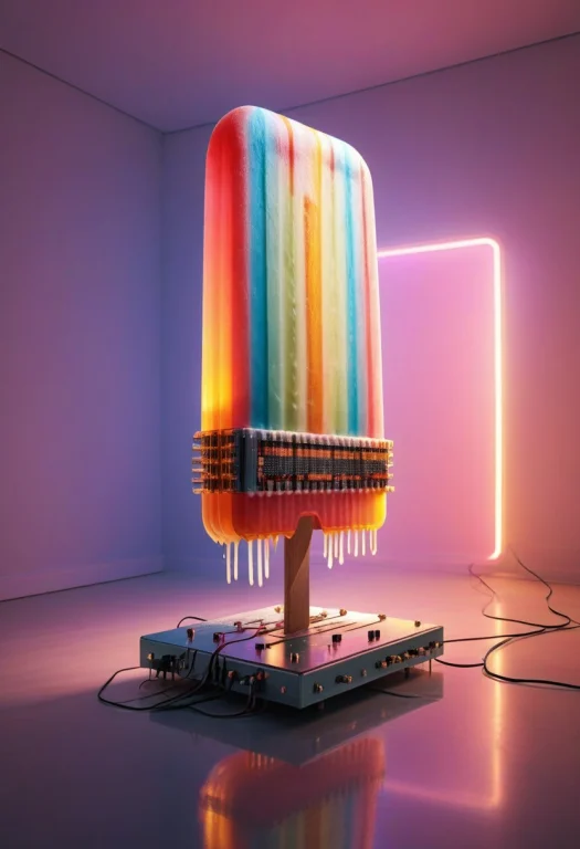 8k, Raw Digital Photo, A Giant Popsicle Made Of Transistors,...