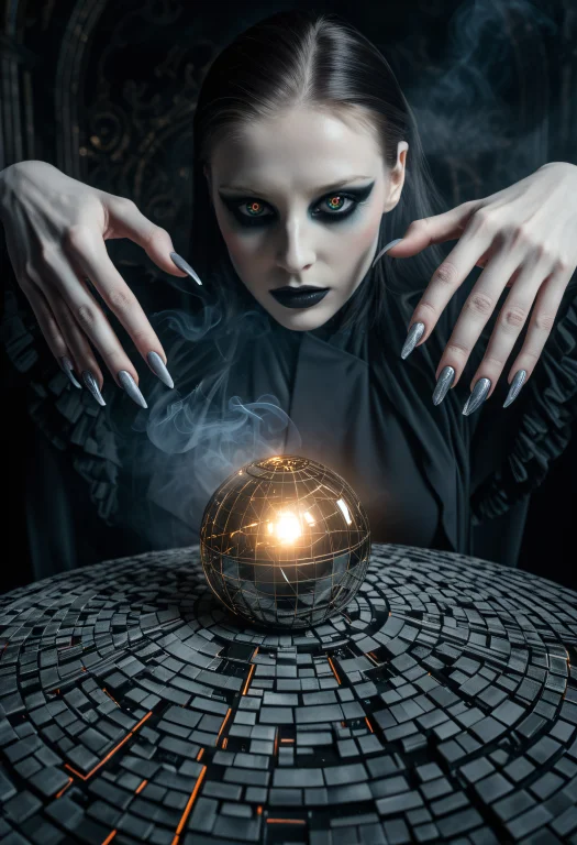 The Image Presents A Captivating Scene Of A Woman, Her Face...