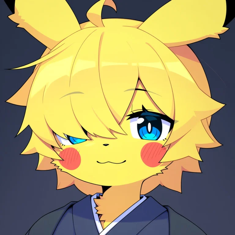 Devvoxy Best Quality, Pikachu, Yellow Fur, Yellow Hair, Shor...