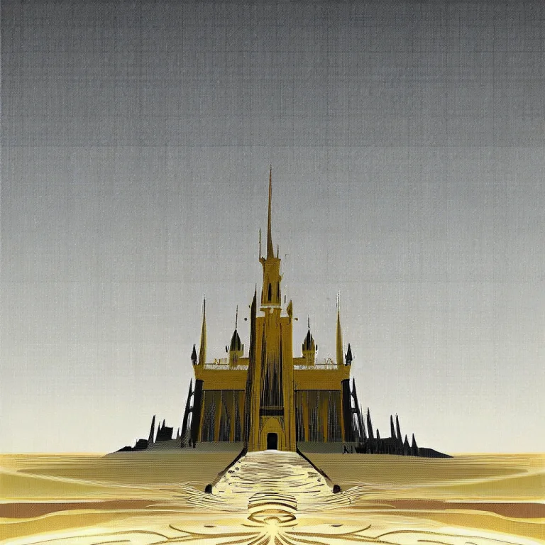 A Hilltop Castle Wreathed In Low Cloud, Gouache Concept Art,...
