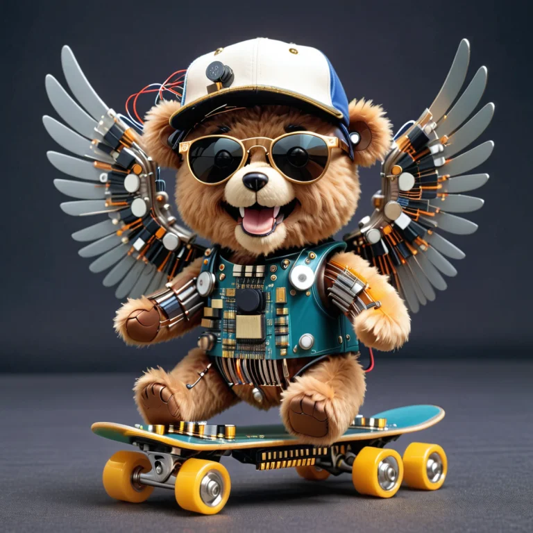 Adorable Teddy Bear Made Out Of Transistors, Wearing Sunglss...