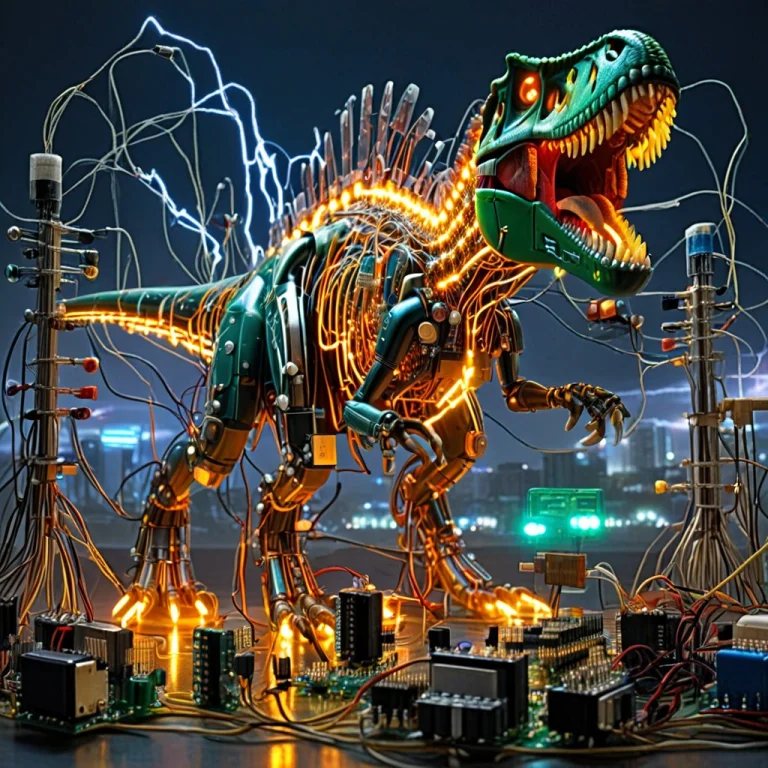 Transistors, Night, Neon Lightning, Huge Machine Tyrannosaur...
