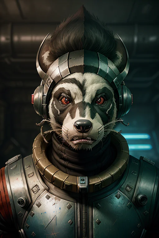 Portrait Of A Half Man- Half Badger Creature In A Post-apoca...