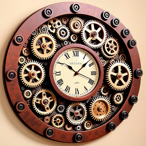 Wall Clock Made From Gears — SDXL AI Prompt: wall clock made from gears
