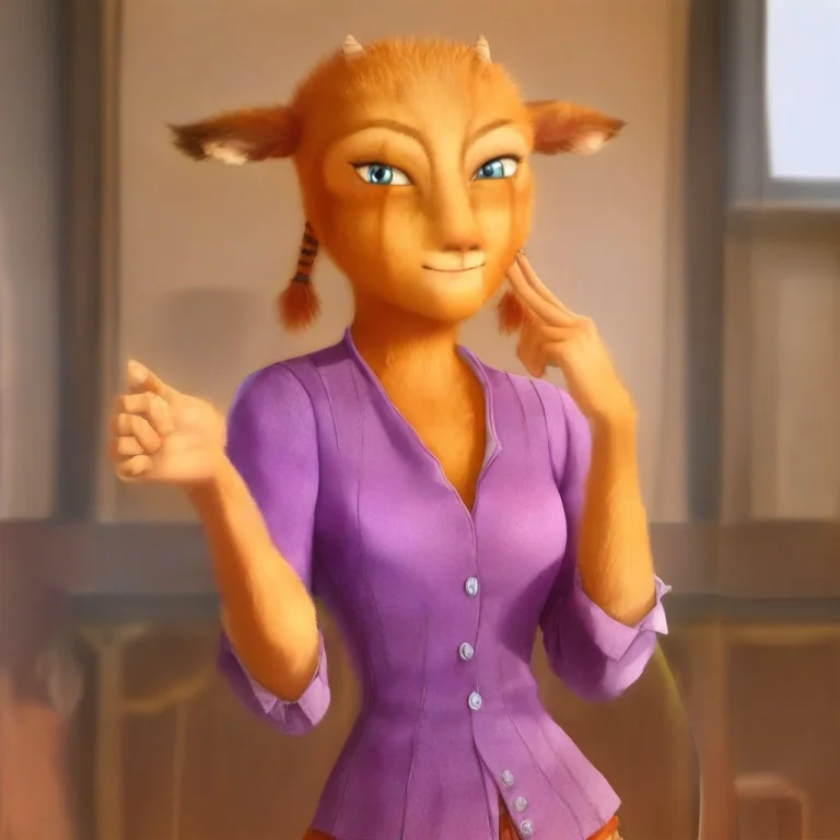 Solo, C1dere11a, Doe, Short Horns, Pigtails, Purple Button-u...