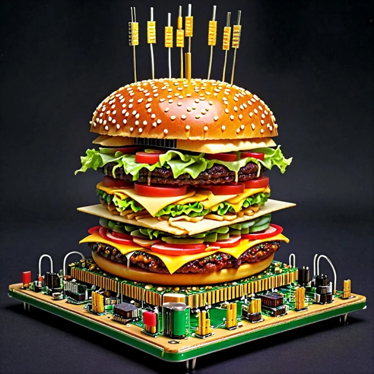 Transistors, A Gourmet Hamburger Made Of Layered Boards, Bun...