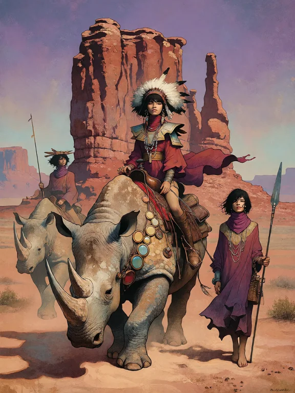 Bradhamel Art Style. A Desert Landscape With Towering Red Ro...