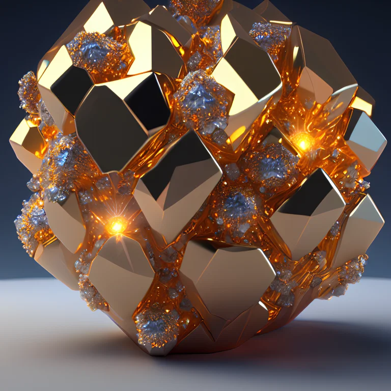 Dreamlikeart Beautiful Mineral, Golden Crystals, Hexagonal S...