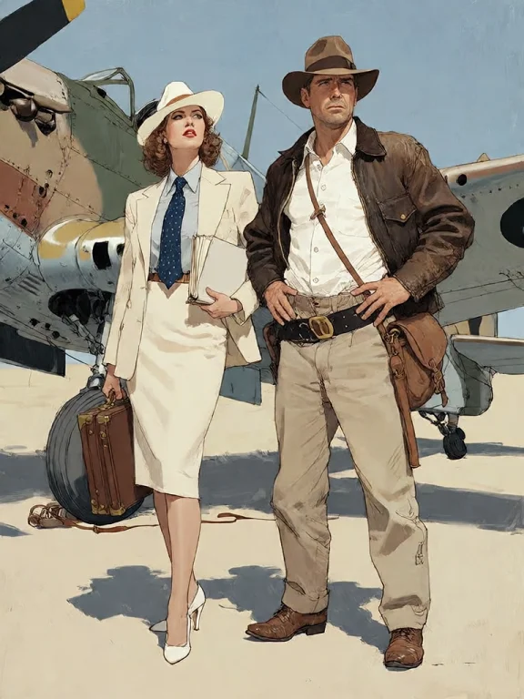 Bradhamel Art Style. A Cinematic Oil Painting Of Indiana Jon...