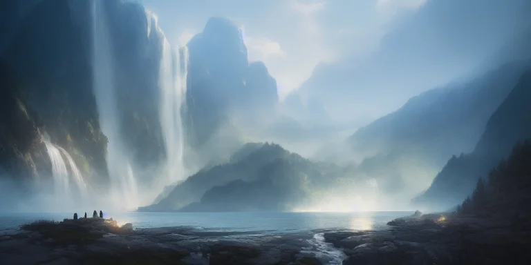 Beautiful Landscape Mountainoushorizon, Lightrays, Waterfall...