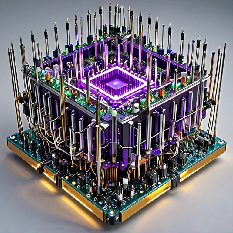 Transistors, A Cluster Of Glowing Crystals Built From Angula...
