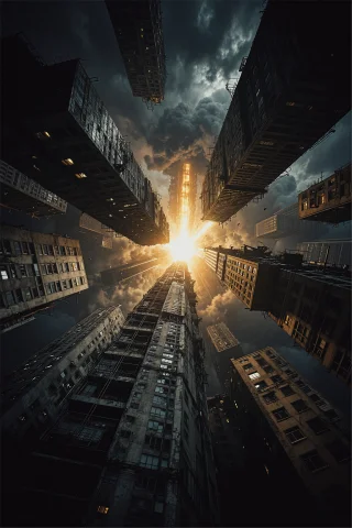 A Surrealist Digital Composition Evoking A Sense Of Architec... — Stable Diffusion AI Prompt: A surrealist digital composition evoking a sense of architectural vertigo, where...