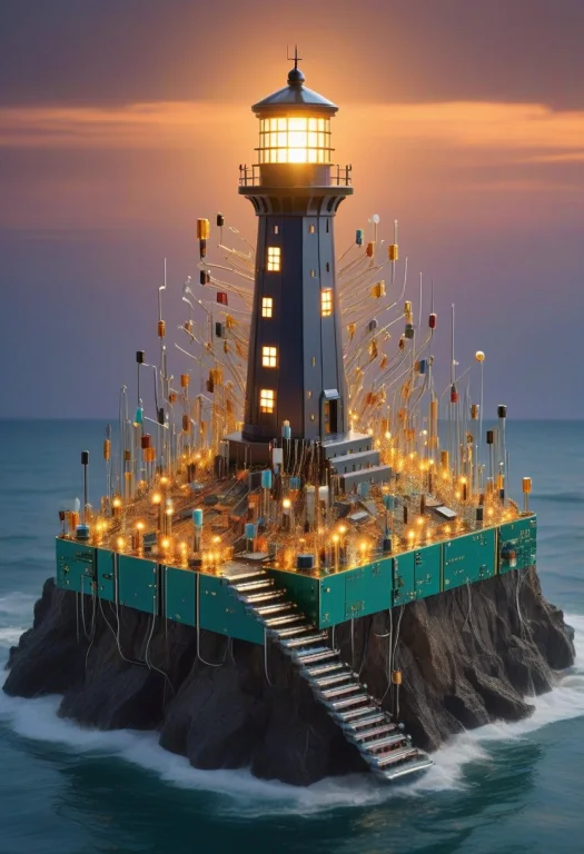 Transistors, A Lighthouse Built From Colorful Transistors An...