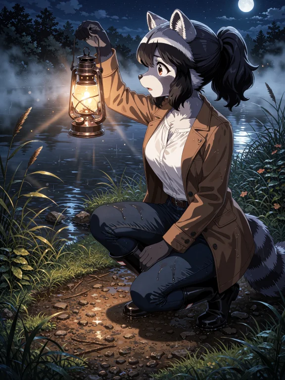 An Anime-style Illustration Of A Furry Anthropomorphic Racco...