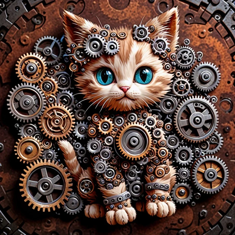 Kitten Made From Gears